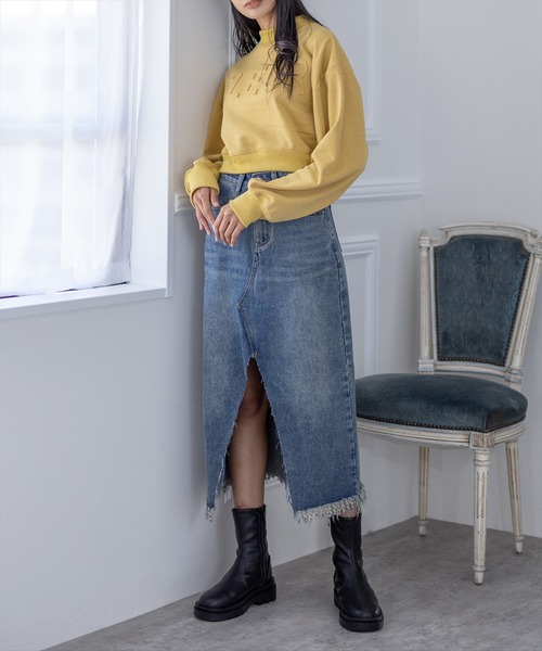 clear（クリア）の「エンボスロゴショート丈スウェットトップス（スウェット・レディース・ブラック/イエロー/グリーン/アイボリー・F）」の18枚目の写真