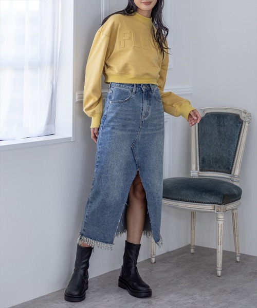 clear（クリア）の「エンボスロゴショート丈スウェットトップス（スウェット・レディース・ブラック/イエロー/グリーン/アイボリー・F）」の17枚目の写真