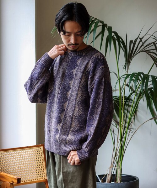 JOURNAL STANDARD(ジャーナルスタンダード)の「WEB限定【GEOM PATTERN】ウールミックス ジャガードクルーネックニット(ニット/セーター・メンズ・パープル/ネイビー/カーキ/イエロー/ブラック系その他・MEDIUM/LARGE)」の16枚目の写真