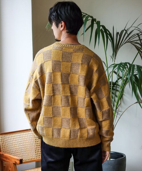 JOURNAL STANDARD(ジャーナルスタンダード)の「WEB限定【GEOM PATTERN】ウールミックス ジャガードクルーネックニット(ニット/セーター・メンズ・パープル/ネイビー/カーキ/イエロー/ブラック系その他・MEDIUM/LARGE)」の8枚目の写真