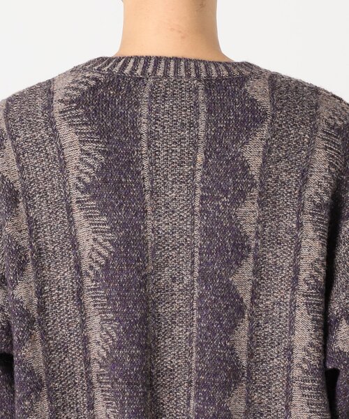 JOURNAL STANDARD(ジャーナルスタンダード)の「WEB限定【GEOM PATTERN】ウールミックス ジャガードクルーネックニット(ニット/セーター・メンズ・パープル/ネイビー/カーキ/イエロー/ブラック系その他・MEDIUM/LARGE)」の11枚目の写真