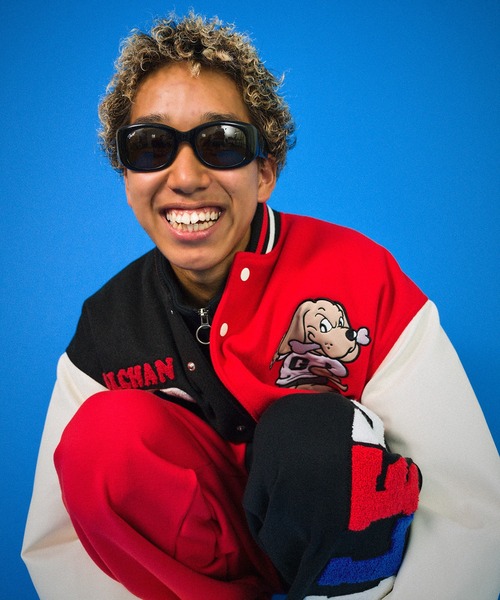 GALFY（ガルフィー）の「GALFYクレイジーわんわん大学JKT（スタジャン・メンズ・グリーン/サックスブルー/ブラック・L/XL）」の12枚目の写真