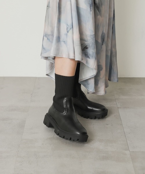 SENSE OF PLACE by URBAN RESEARCH（センスオブプレイスバイアーバンリサーチ）の「ボリュームソールニットブーツ（ブーツ・レディース・アイボリー/ブラック・SMALL/MEDIUM/LARGE）」の12枚目の写真