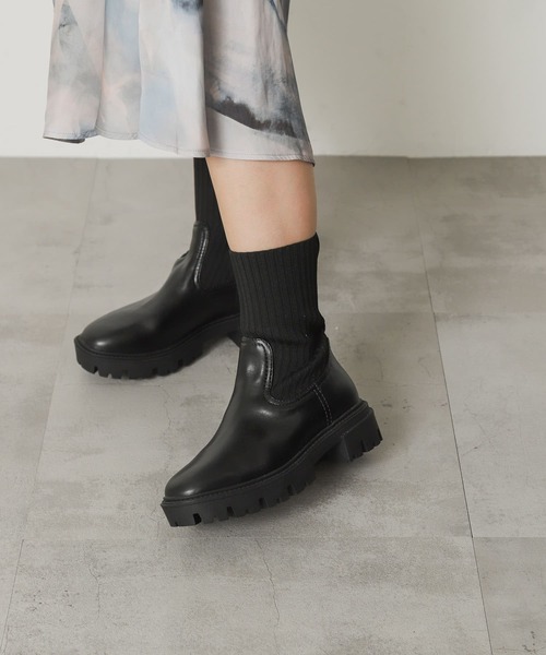 SENSE OF PLACE by URBAN RESEARCH（センスオブプレイスバイアーバンリサーチ）の「ボリュームソールニットブーツ（ブーツ・レディース・アイボリー/ブラック・SMALL/MEDIUM/LARGE）」の13枚目の写真