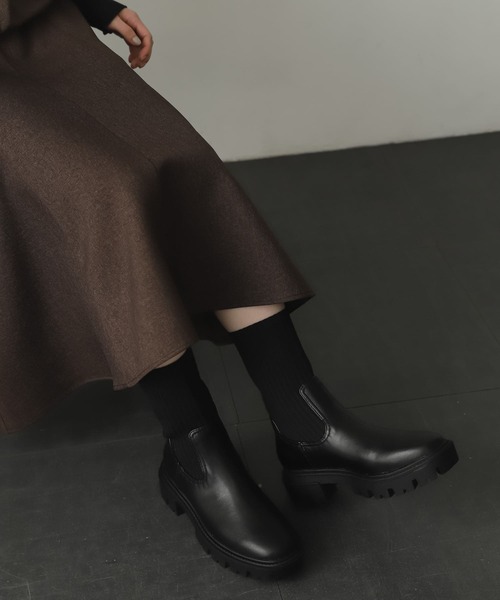 SENSE OF PLACE by URBAN RESEARCH（センスオブプレイスバイアーバンリサーチ）の「ボリュームソールニットブーツ（ブーツ・レディース・アイボリー/ブラック・SMALL/MEDIUM/LARGE）」の19枚目の写真