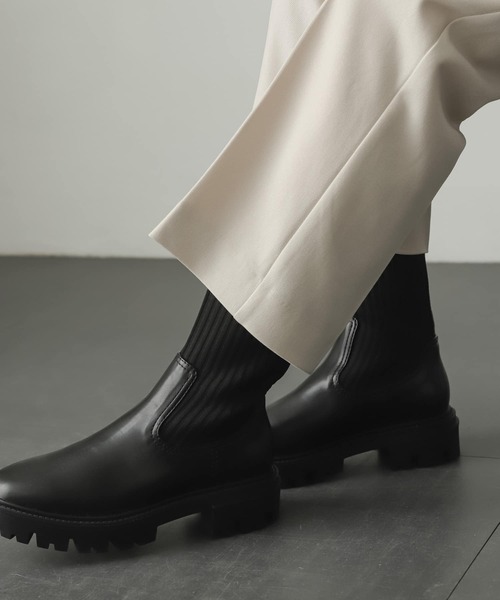 SENSE OF PLACE by URBAN RESEARCH（センスオブプレイスバイアーバンリサーチ）の「ボリュームソールニットブーツ（ブーツ・レディース・アイボリー/ブラック・SMALL/MEDIUM/LARGE）」の20枚目の写真