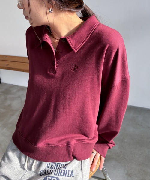 EPIMI E'PIMMY（エピミエピミー）の「ロゴシシュウポロプルオーバー（ポロシャツ・レディース・オートミール/ネイビー/ピンク/サックスブルー/ナチュラル/ダークブルー/エンジ・MEDIUM）」の7枚目の写真