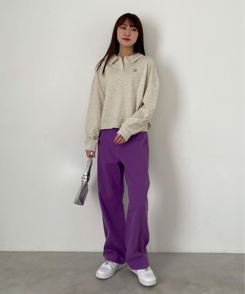 EPIMI E'PIMMY（エピミエピミー）の「ロゴシシュウポロプルオーバー（ポロシャツ・レディース・オートミール/ネイビー/ピンク/サックスブルー/ナチュラル/ダークブルー/エンジ・MEDIUM）」の9枚目の写真