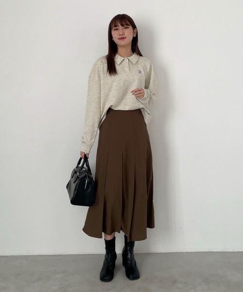 EPIMI E'PIMMY（エピミエピミー）の「ロゴシシュウポロプルオーバー（ポロシャツ・レディース・オートミール/ネイビー/ピンク/サックスブルー/ナチュラル/ダークブルー/エンジ・MEDIUM）」の10枚目の写真