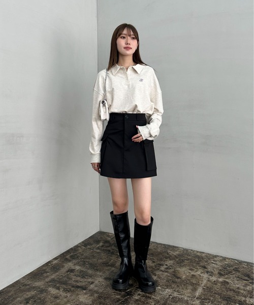 EPIMI E'PIMMY（エピミエピミー）の「ロゴシシュウポロプルオーバー（ポロシャツ・レディース・オートミール/ネイビー/ピンク/サックスブルー/ナチュラル/ダークブルー/エンジ・MEDIUM）」の12枚目の写真