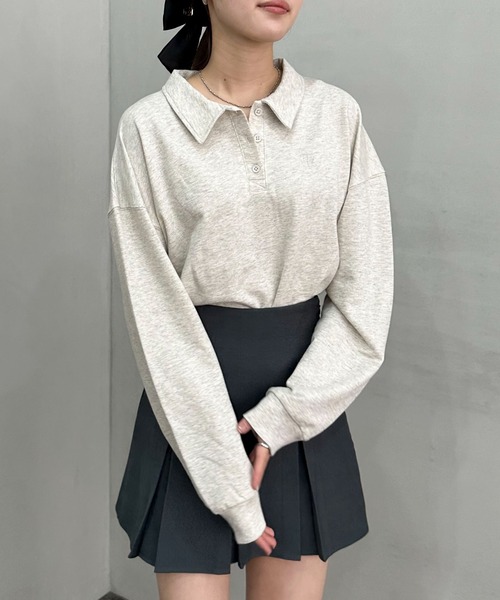 EPIMI E'PIMMY（エピミエピミー）の「ロゴシシュウポロプルオーバー（ポロシャツ・レディース・オートミール/ネイビー/ピンク/サックスブルー/ナチュラル/ダークブルー/エンジ・MEDIUM）」の19枚目の写真