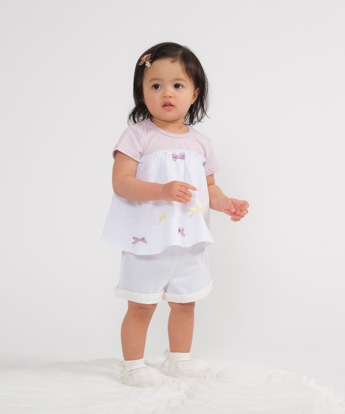 kids zoo(キッズズー)の「チュニックTシャツ・ショートパンツセット(Tシャツ/カットソー・キッズ・ブルー/オフホワイト・90/80)」の12枚目の写真