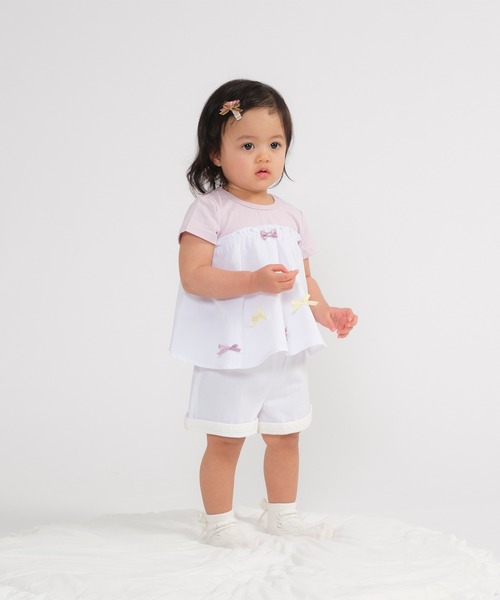 kids zoo(キッズズー)の「チュニックTシャツ・ショートパンツセット(Tシャツ/カットソー・キッズ・ブルー/オフホワイト・90/80)」の14枚目の写真