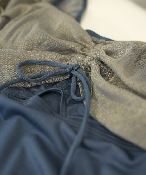 c.u.l(シーユーエル)の「ラメシアー袖 フロントギャザーネックワンピース水着 culb50(水着・レディース・ブラック/ブルーグレー/バーガンディー・L/M/XL)」の22枚目の写真