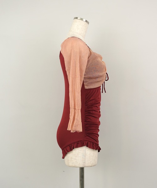 c.u.l(シーユーエル)の「ラメシアー袖 フロントギャザーネックワンピース水着 culb50(水着・レディース・ブラック/ブルーグレー/バーガンディー・L/M/XL)」の20枚目の写真