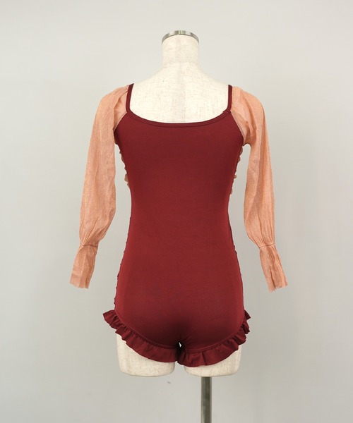 c.u.l(シーユーエル)の「ラメシアー袖 フロントギャザーネックワンピース水着 culb50(水着・レディース・ブラック/ブルーグレー/バーガンディー・L/M/XL)」の19枚目の写真