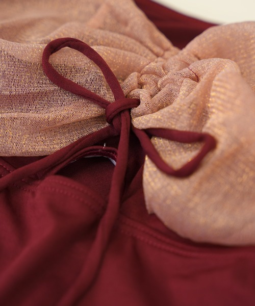 c.u.l(シーユーエル)の「ラメシアー袖 フロントギャザーネックワンピース水着 culb50(水着・レディース・ブラック/ブルーグレー/バーガンディー・L/M/XL)」の18枚目の写真