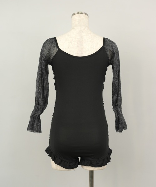 c.u.l(シーユーエル)の「ラメシアー袖 フロントギャザーネックワンピース水着 culb50(水着・レディース・ブラック/ブルーグレー/バーガンディー・L/M/XL)」の15枚目の写真