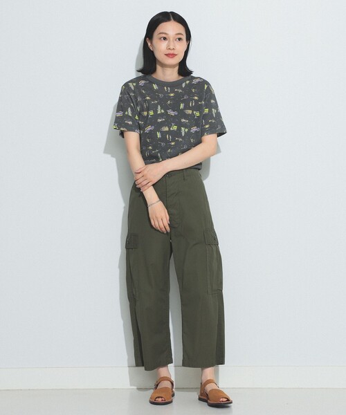 BEAMS BOY（ビームスボーイ）の「BEAMS BOY / キャンプ プリント サーマル ショートスリーブ Tシャツ（Tシャツ/カットソー・レディース・ベージュ/チャコールグレー・ONE SIZE）」の3枚目の写真