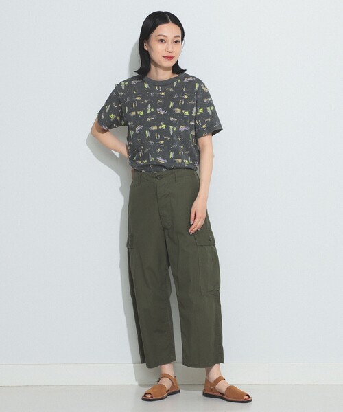 BEAMS BOY（ビームスボーイ）の「BEAMS BOY / キャンプ プリント サーマル ショートスリーブ Tシャツ（Tシャツ/カットソー・レディース・ベージュ/チャコールグレー・ONE SIZE）」の4枚目の写真