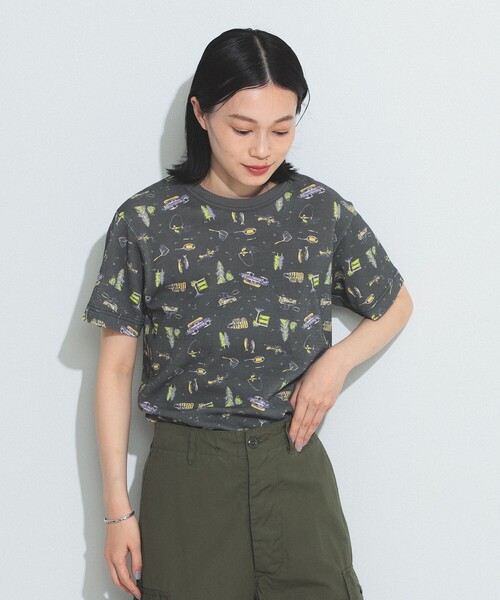 BEAMS BOY（ビームスボーイ）の「BEAMS BOY / キャンプ プリント サーマル ショートスリーブ Tシャツ（Tシャツ/カットソー・レディース・ベージュ/チャコールグレー・ONE SIZE）」の6枚目の写真