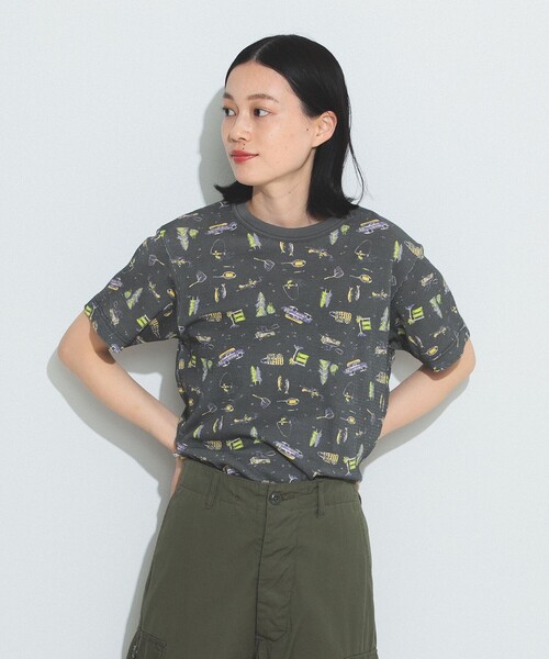 BEAMS BOY（ビームスボーイ）の「BEAMS BOY / キャンプ プリント サーマル ショートスリーブ Tシャツ（Tシャツ/カットソー・レディース・ベージュ/チャコールグレー・ONE SIZE）」の7枚目の写真