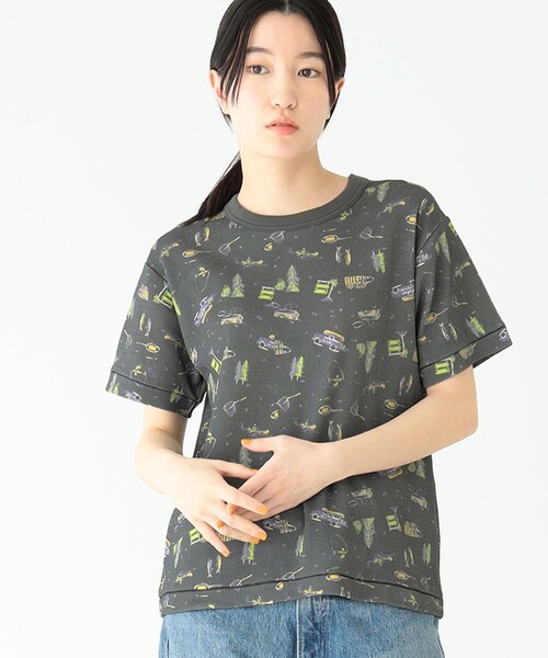 BEAMS BOY（ビームスボーイ）の「BEAMS BOY / キャンプ プリント サーマル ショートスリーブ Tシャツ（Tシャツ/カットソー・レディース・ベージュ/チャコールグレー・ONE SIZE）」の10枚目の写真
