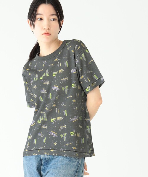BEAMS BOY（ビームスボーイ）の「BEAMS BOY / キャンプ プリント サーマル ショートスリーブ Tシャツ（Tシャツ/カットソー・レディース・ベージュ/チャコールグレー・ONE SIZE）」の11枚目の写真