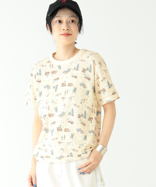 BEAMS BOY（ビームスボーイ）の「BEAMS BOY / キャンプ プリント サーマル ショートスリーブ Tシャツ（Tシャツ/カットソー・レディース・ベージュ/チャコールグレー・ONE SIZE）」の17枚目の写真
