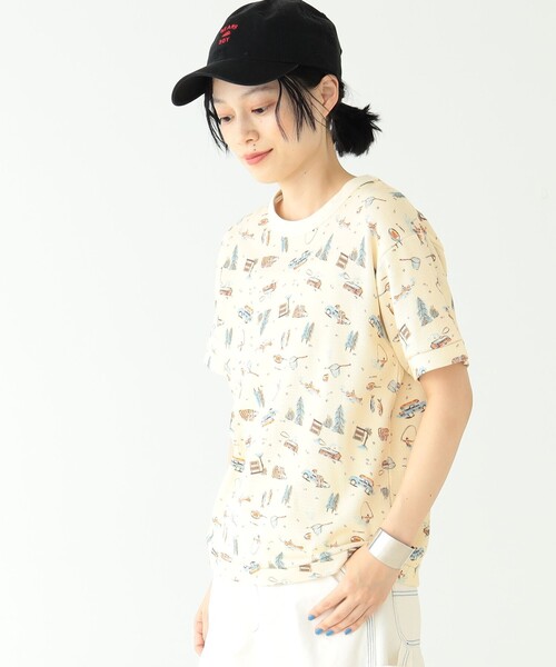 BEAMS BOY（ビームスボーイ）の「BEAMS BOY / キャンプ プリント サーマル ショートスリーブ Tシャツ（Tシャツ/カットソー・レディース・ベージュ/チャコールグレー・ONE SIZE）」の18枚目の写真