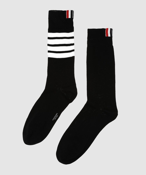 THOM BROWNE（トムブラウン）の「MID CALF SOCKS W/ 4BAR IN LIGHTWEIGHT COTTON（ソックス/靴下・メンズ・グレー/ブラック/ネイビー/ダークグレー・ONE SIZE）」の2枚目の写真