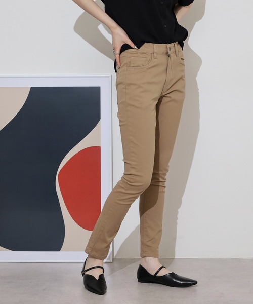 atONE(アットワン)の「atONE フロントジッパーツイルスキニーパンツ(その他パンツ・レディース・ナチュラル/クリーム/ベージュ/カーキ/ブラック/チャコールグレー・LL/4L/3L/M/L)」の1枚目の写真