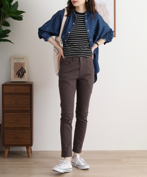 atONE(アットワン)の「atONE フロントジッパーツイルスキニーパンツ(その他パンツ・レディース・ナチュラル/クリーム/ベージュ/カーキ/ブラック/チャコールグレー・LL/4L/3L/M/L)」の14枚目の写真