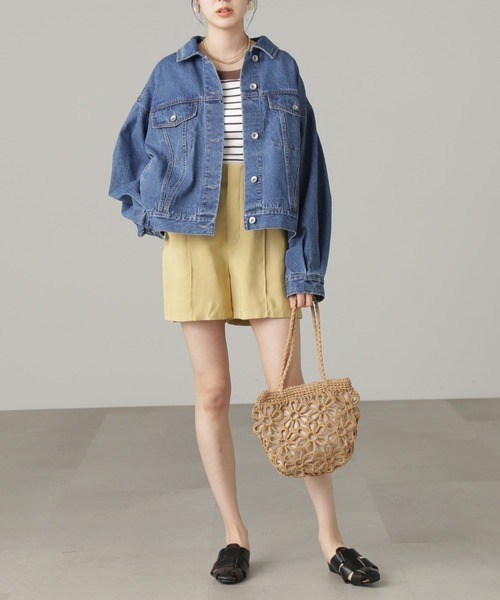 FREE'S MART（フリーズマート）の「◆フラワー雑材バッグ（ハンドバッグ・レディース・ベージュ/グリーン・ﾌﾘ-）」の6枚目の写真