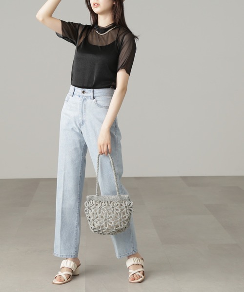 FREE'S MART（フリーズマート）の「◆フラワー雑材バッグ（ハンドバッグ・レディース・ベージュ/グリーン・ﾌﾘ-）」の8枚目の写真