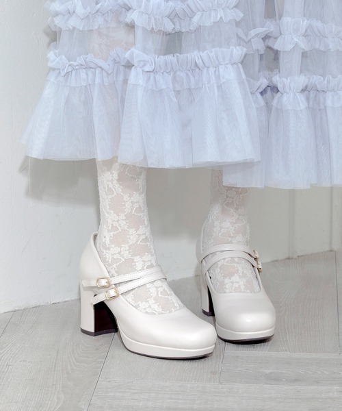 byあしながおじさん(バイアシナガオジサン)の「厚底ダブルストラップパンプス(パンプス・レディース・アイボリー/ブラック/ワイン/クリアブラック・22.5cm/23.0cm/23.5cm/24.0cm/24.5cm/23cm/24cm)」の22枚目の写真