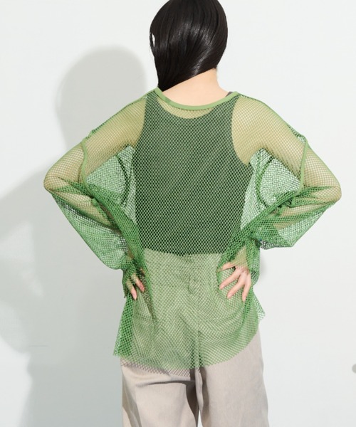 THE YOn(ザヨン)の「メッシュパイピングルーズフィットプルオーバー(Tシャツ/カットソー・レディース・アイボリー/グリーン/オフホワイト/ネイビー・FREE)」の19枚目の写真