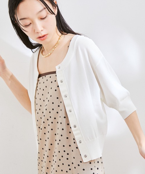 VIS（ビス）の「【UVケア・接触冷感】【2WAY】5分袖カーディガン（カーディガン/ボレロ・レディース・オフホワイト/ピンク/グリーン/ネイビー・FREE）」の17枚目の写真