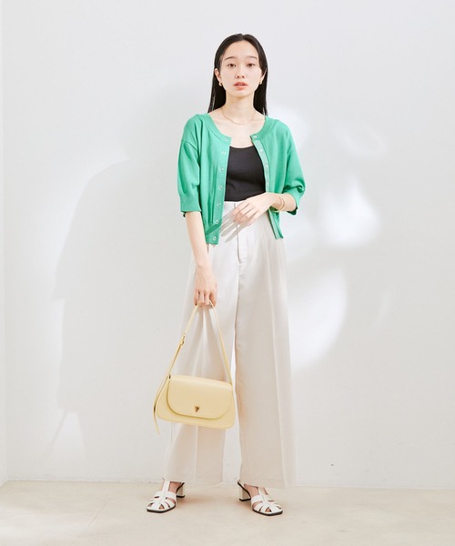 VIS（ビス）の「【UVケア・接触冷感】【2WAY】5分袖カーディガン（カーディガン/ボレロ・レディース・オフホワイト/ピンク/グリーン/ネイビー・FREE）」の10枚目の写真