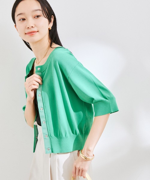 VIS（ビス）の「【UVケア・接触冷感】【2WAY】5分袖カーディガン（カーディガン/ボレロ・レディース・オフホワイト/ピンク/グリーン/ネイビー・FREE）」の14枚目の写真