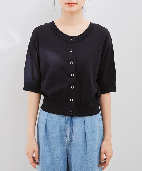 VIS（ビス）の「【UVケア・接触冷感】【2WAY】5分袖カーディガン（カーディガン/ボレロ・レディース・オフホワイト/ピンク/グリーン/ネイビー・FREE）」の11枚目の写真