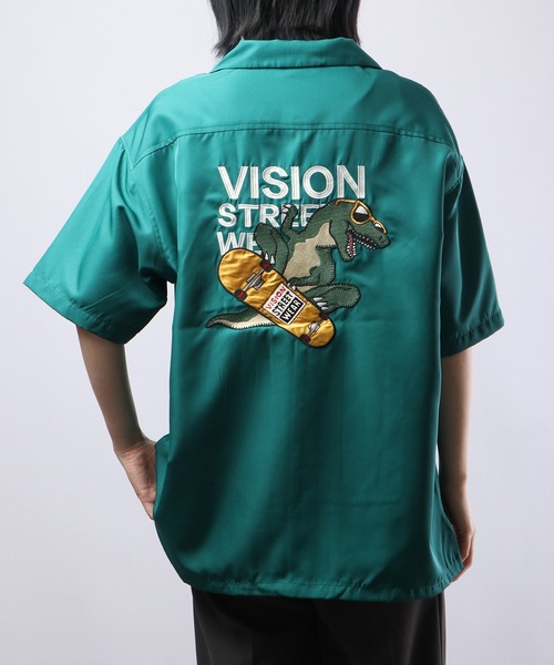 VISION STREET WEAR（ヴィジョンストリートウェア）の「VISION STREET WEAR 刺繍開襟シャツ 半袖（シャツ/ブラウス・メンズ・ブラック系その他2/マルチ/ブルー/ブラック系その他/ホワイト系その他2/マスタード/グリーン系その他/ブルー系その他/ホワイト系その他/グリーン・L/LL/M）」の5枚目の写真