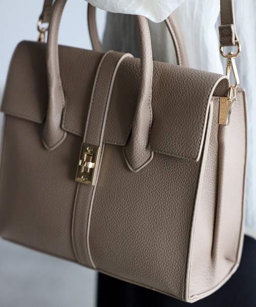 GUSCIO(グッシオ)の「【グッシオゴールドラベル】エレガンストートバッグ 2WAYミニサイズ(ハンドバッグ・レディース・グレー/ブラック/ベージュ/グリーン・FREE)」の13枚目の写真