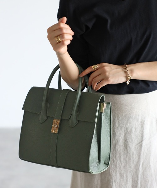GUSCIO(グッシオ)の「【グッシオゴールドラベル】エレガンストートバッグ 2WAYミニサイズ(ハンドバッグ・レディース・グレー/ブラック/ベージュ/グリーン・FREE)」の22枚目の写真