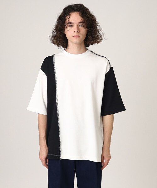 tk.TAKEO KIKUCHI(ティーケータケオキクチ)の「◆ブランケットステッチ半袖カットソー(Tシャツ/カットソー・メンズ・オフホワイト/ブラック/ブラック系4・02/03)」の21枚目の写真