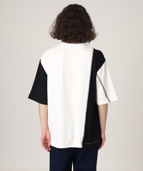 tk.TAKEO KIKUCHI(ティーケータケオキクチ)の「◆ブランケットステッチ半袖カットソー(Tシャツ/カットソー・メンズ・オフホワイト/ブラック/ブラック系4・02/03)」の12枚目の写真