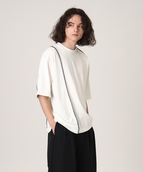 tk.TAKEO KIKUCHI(ティーケータケオキクチ)の「◆ブランケットステッチ半袖カットソー(Tシャツ/カットソー・メンズ・オフホワイト/ブラック/ブラック系4・02/03)」の22枚目の写真