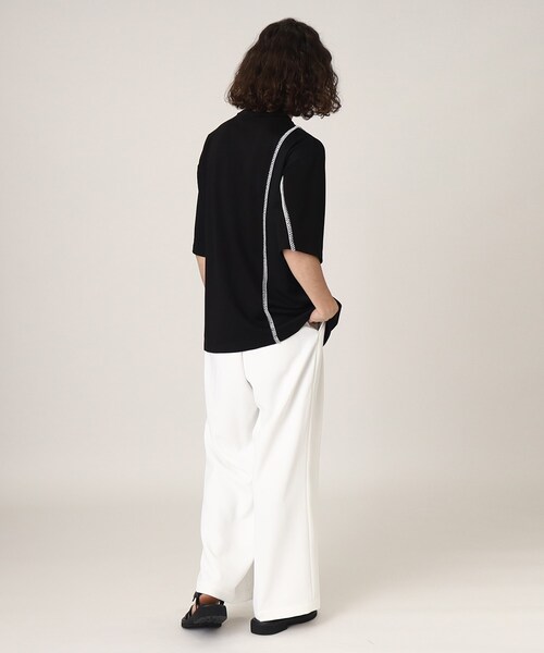 tk.TAKEO KIKUCHI(ティーケータケオキクチ)の「◆ブランケットステッチ半袖カットソー(Tシャツ/カットソー・メンズ・オフホワイト/ブラック/ブラック系4・02/03)」の20枚目の写真