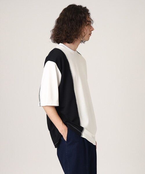 tk.TAKEO KIKUCHI(ティーケータケオキクチ)の「◆ブランケットステッチ半袖カットソー(Tシャツ/カットソー・メンズ・オフホワイト/ブラック/ブラック系4・02/03)」の11枚目の写真