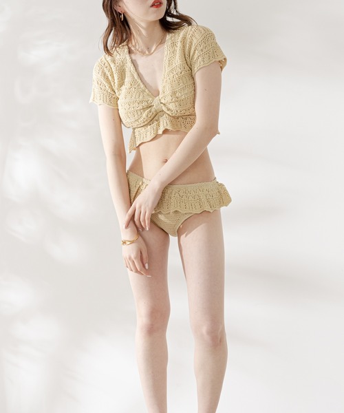 Chico（チコ）の「【水着/トップス】透かし柄リボンプルオーバー（水着・レディース・ダークブラウン/イエロー/アイボリー/ブラック・FREE）」の14枚目の写真